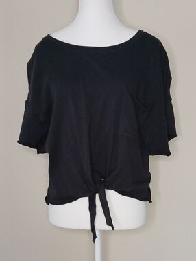 Aerie Offline Tie Front Hem Cropped Boxy Short Sleeve Tee Size Medium